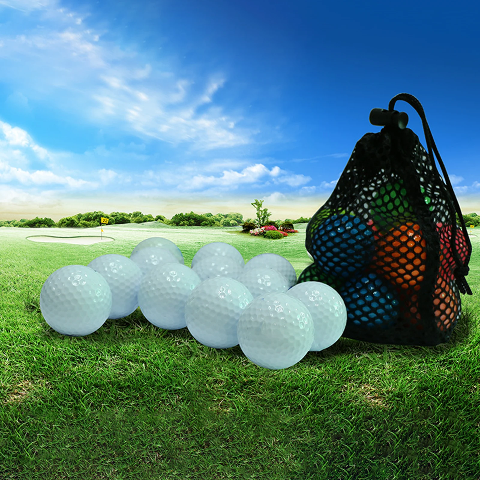 Golf Ball Bag Net Bags Mesh Pouch with hook Golf Ball Storage Bag Table Tennis Ball bag organizer for Gym Sports Tennis Balls