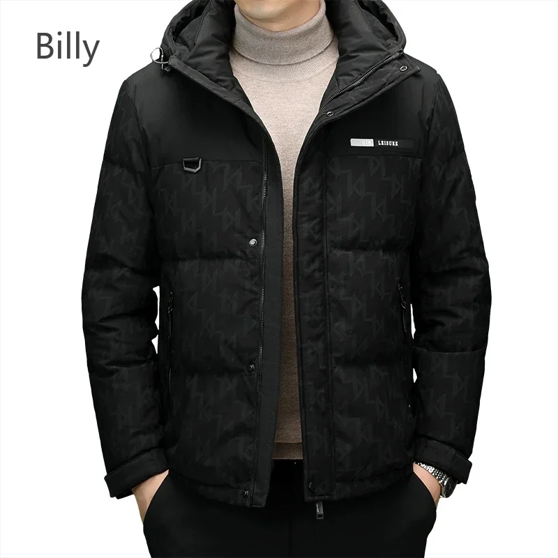 Billy Designer Clothes Light Luxury Men's Winter Short Down Jacket  Duck Down Thickening Warmth Coats for Men Hooded Man Jackets