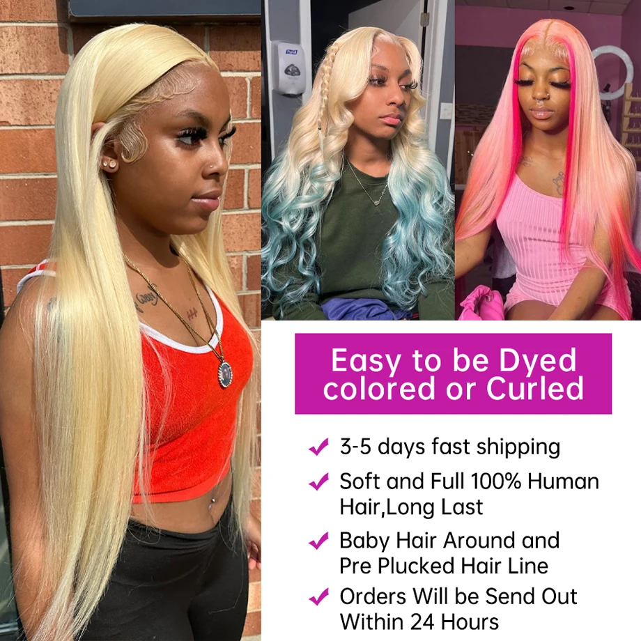 Straight Blonde 613 Lace Front Wigs 13x6 HD Lace Wig Cheap Wigs on Clearance Sale 200 Density Human Hair Wig for Women Choice