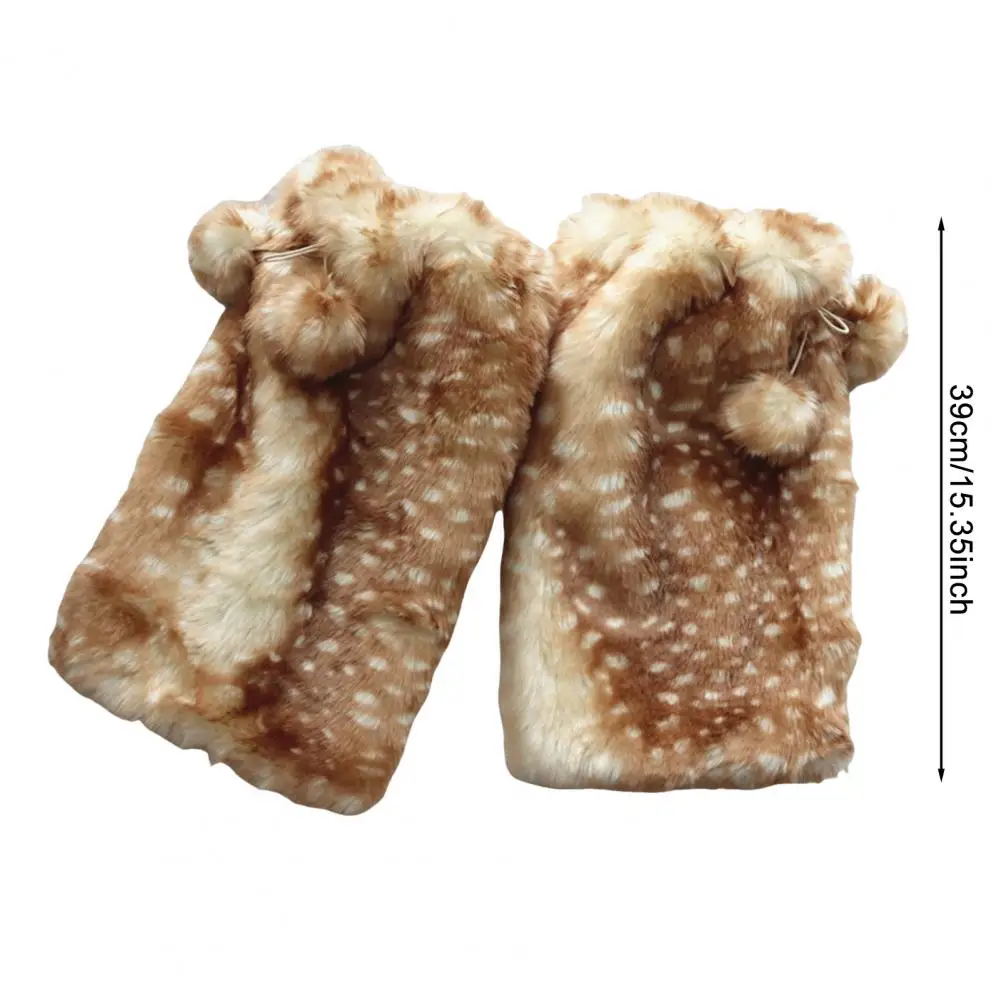 النساء الشتاء الدافئة قفازات الغزلان نمط سميكة أفخم قفازات طوق الساق الأصفاد عيد الميلاد تحت عنوان الأشرطة قابل للتعديل الشتاء القبعات #6