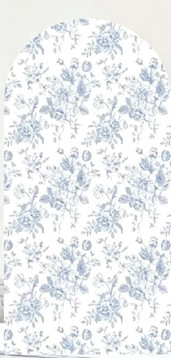 Custom 2-Side Blue Floral Wedding Backdrop Arch Cover Celebrating the Future Mr & Mrs Bridal Shower Decor Background Photo
