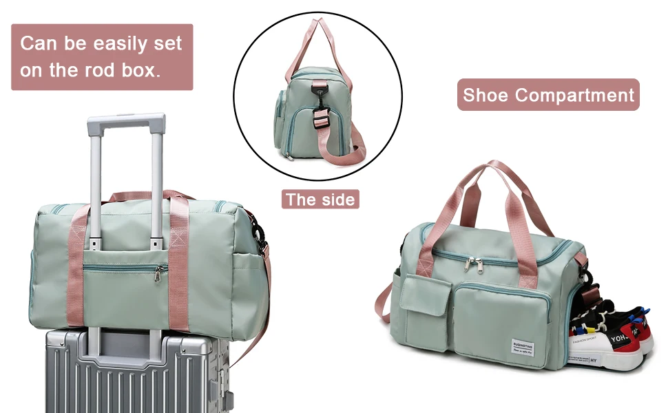 Mark royal Reise Segeltuch taschen Sporttasche für Frauen Reisetaschen wasserdichte Schulter Schuh fach Tasche Handtasche Drops hipping – Detail 7