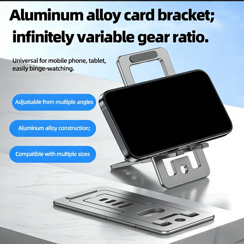 Faltbarer Aluminium-Telefonständer, mehrfach winkelverstellbarer Metall-Desktop-Tablet-Ständer für IPhone 16 15 14 IPad