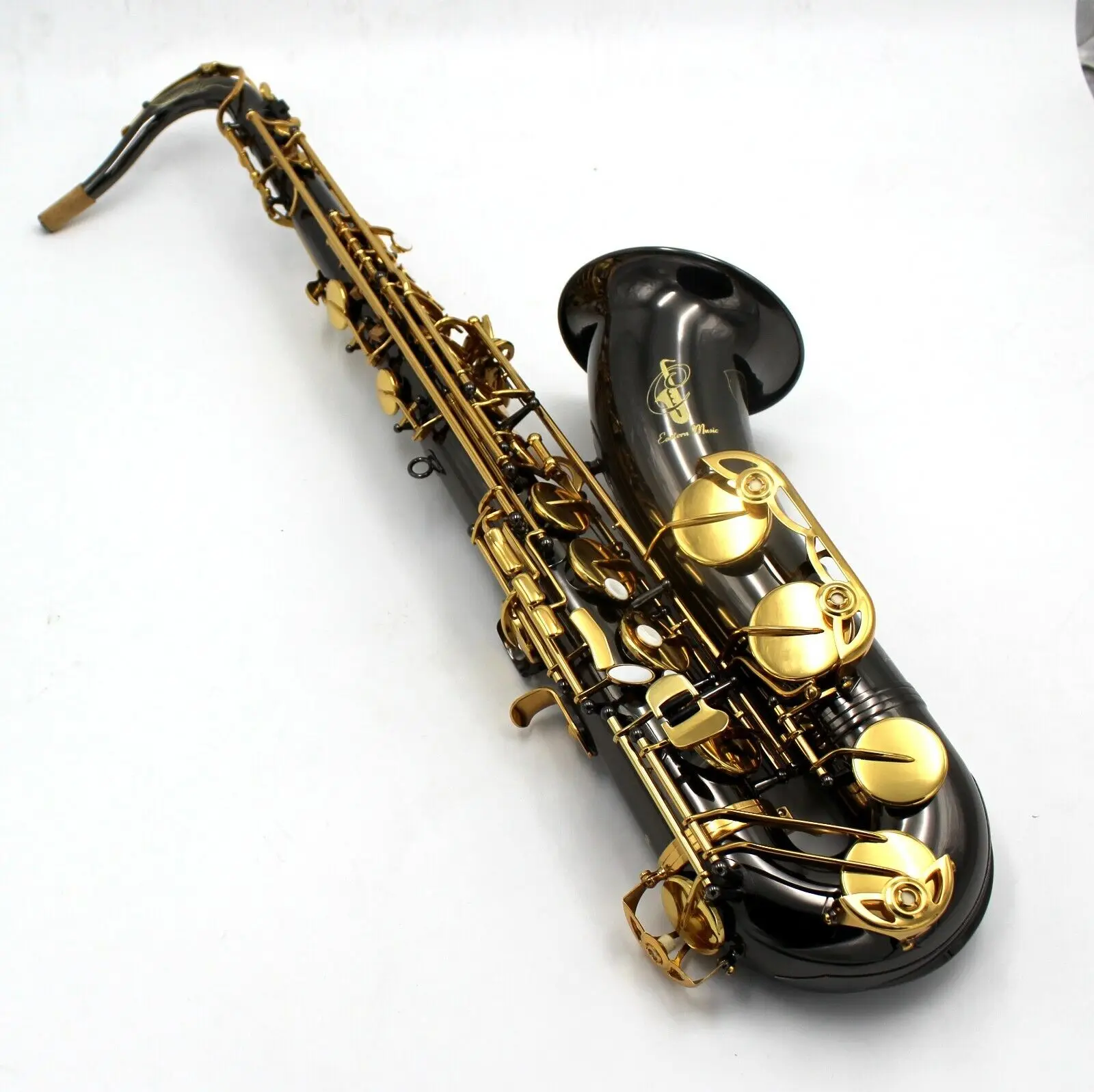 Eastern Music B flat pro use shiny black nickel plated gold key tenor saxophone