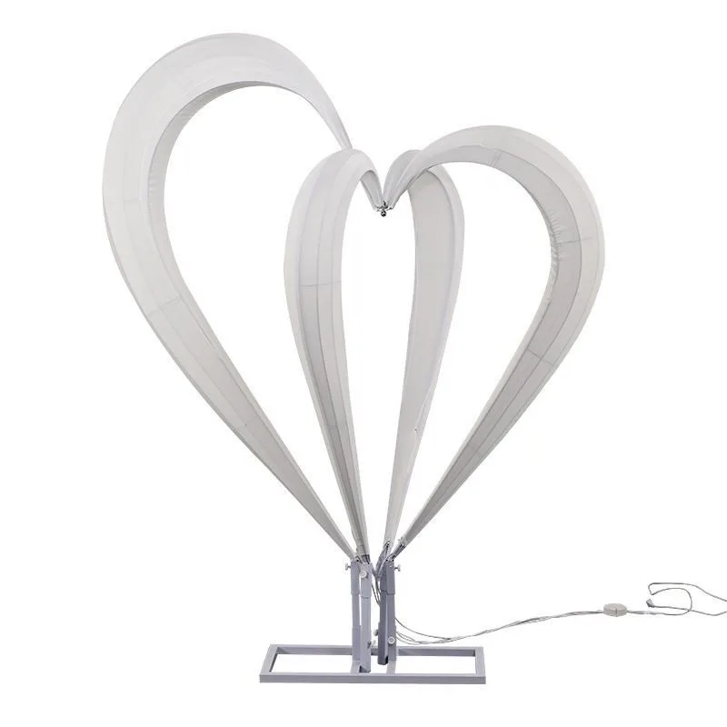 Wedding props Double heart-shaped milk silk wedding arrangement Stage background luminous decorations, window ornaments