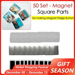 50x50mm Square Magnets Refrigerator Badge Making Materials 50Set Pin Maker DIY Making Parts for Refrigerator Decoration