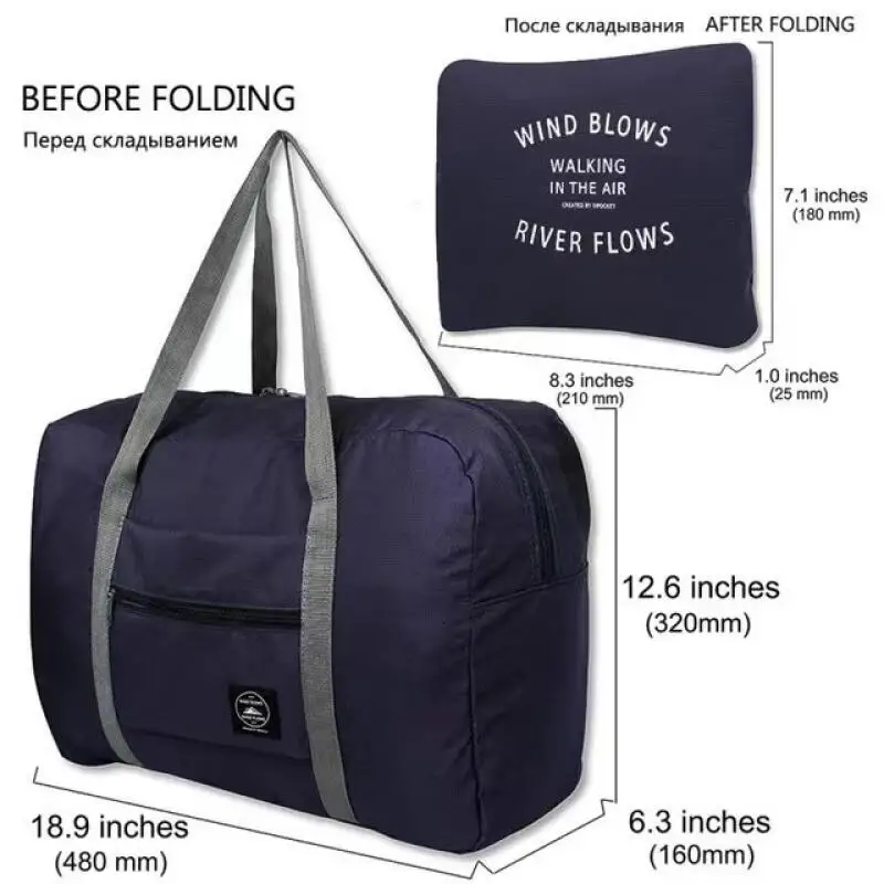 Bolsa de viaje plegable de lona de gran capacidad, envío gratuito, impermeable y resistente al desgaste, disponible en cinco colores