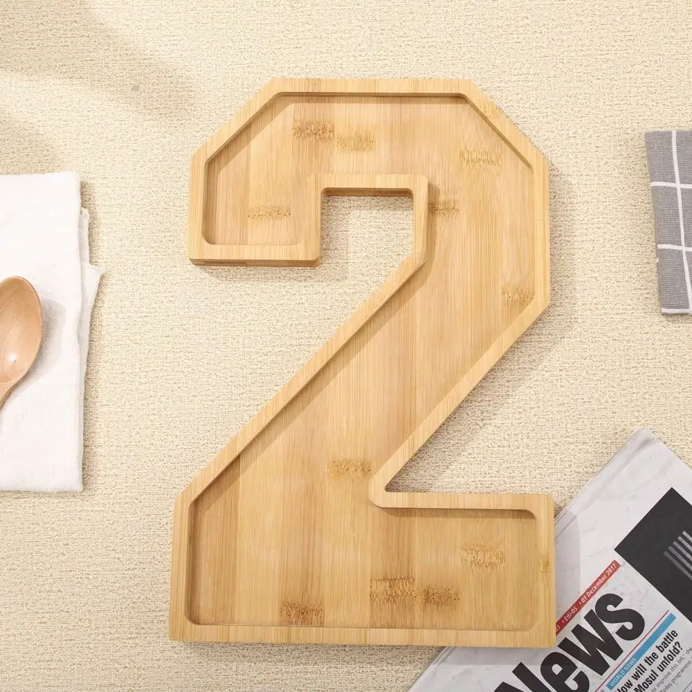 Large Wooden Number Charcuterie Board Decorative Practical Wood Number Serving Tray Fillable Number Food Tray for Home