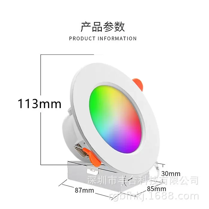 Bluetooth-Compatible Colorful Spot LED Ceiling Lamp Recessed Round Light Smart Home Luminaire RGB Dimmable Downlight 110V 220V