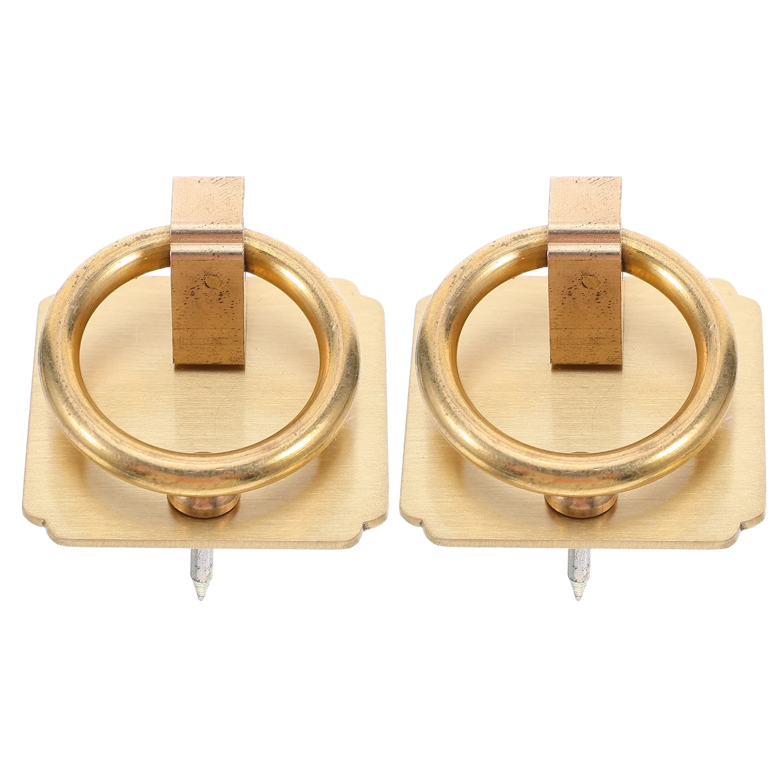 

2Pcs Square Brass Door Pull Handles Vintage Knocker Style Front Door Decorative Hardware for Wood Doors Retro Style Metal Handle