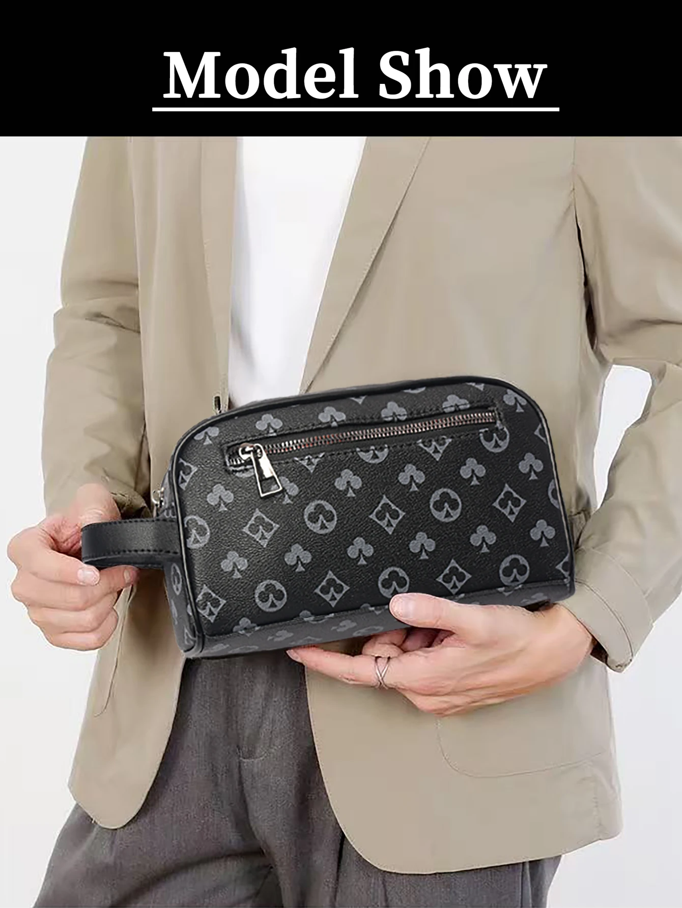 

Мужской стильный черный синтетический клатч с отделениями для карт — идеально подходит для ключей, телефонов, планшетов и карт