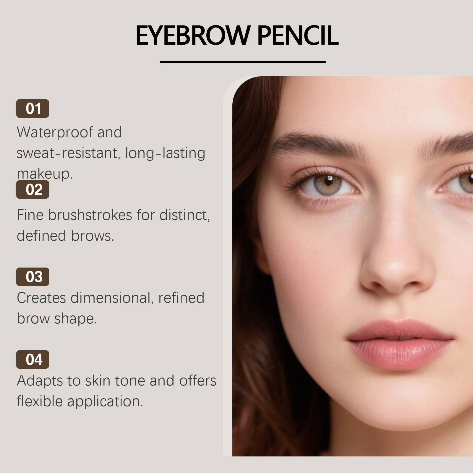 Crayon à sourcils à pointe Quad définit en profondeur la forme des sourcils, Application soyeuse et lisse, imperméable, finition ligne Fine, couleur longue durée