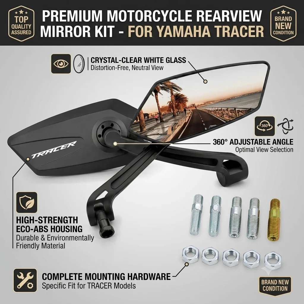 High Strength ABS Motorcycle Rear view Mirrors Adjustable With logo For YAMAHA TRACER900 TRACER 900 ABS 2015 2016 2017