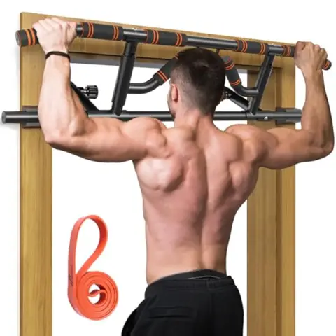 Pull Up Bar for Doorway with Folding Handle MultiGrip Chin Up Bar for Doorway 440lb Capacity Strength Training Pull Up Bar for