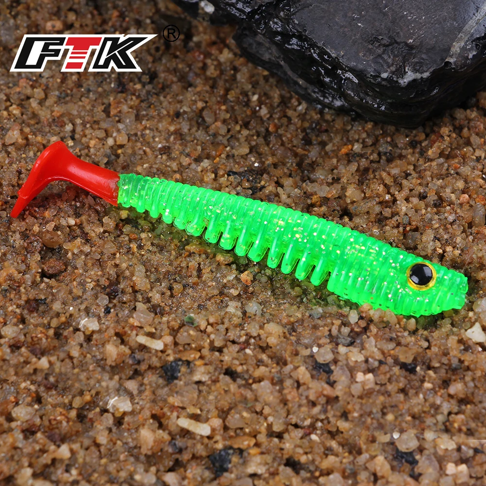 

FTK Fishing Lures Soft Lure Swim Bass Baits Silicone Bait Jigging Head Carp Fishing Artificial Wobblers 3D Shake Fish T-tail