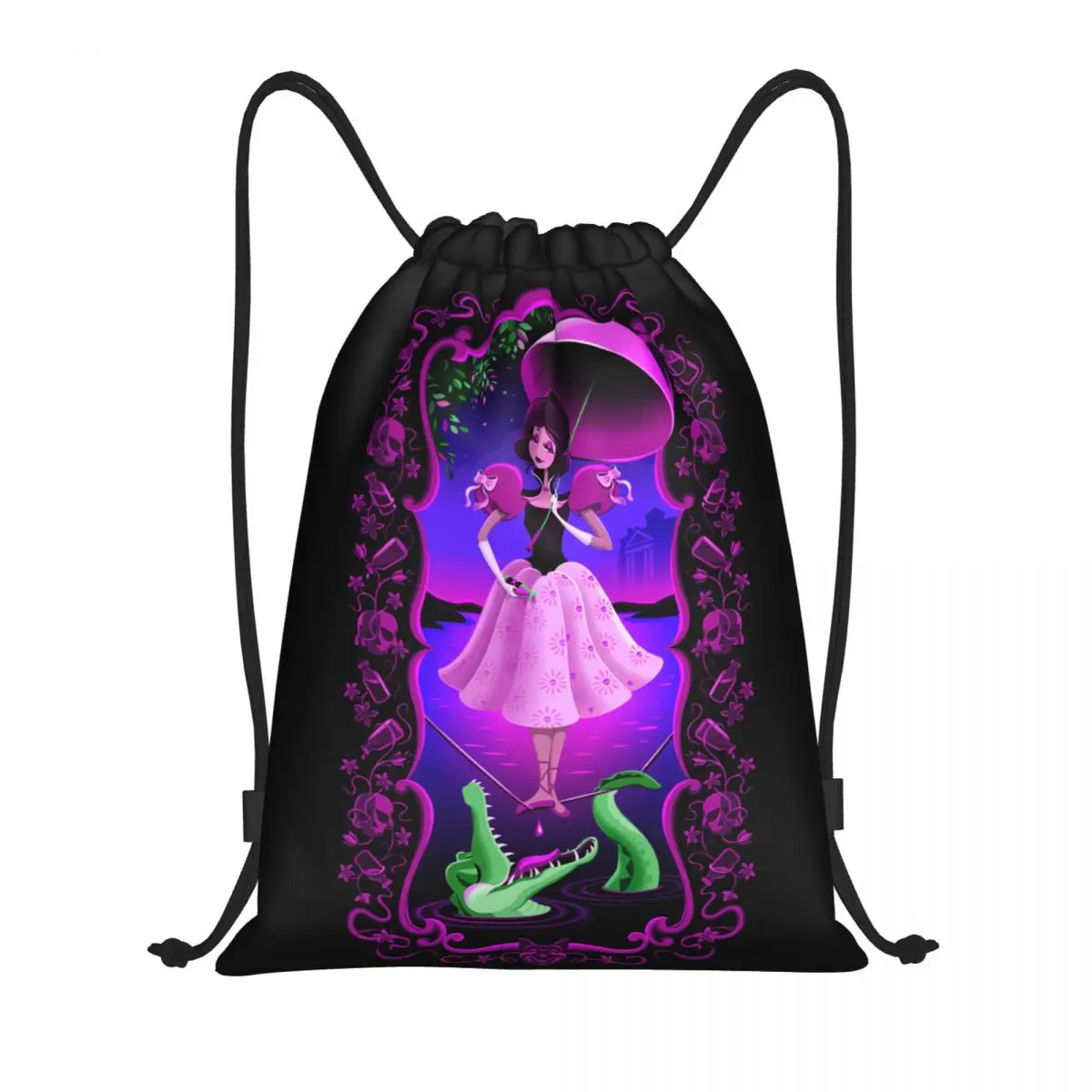 WonderGround Gallery Presents Drawstring Backpack Sports Gym Bag for Men Haunted Mansion Halloween Horror Film Shopping Sackpack