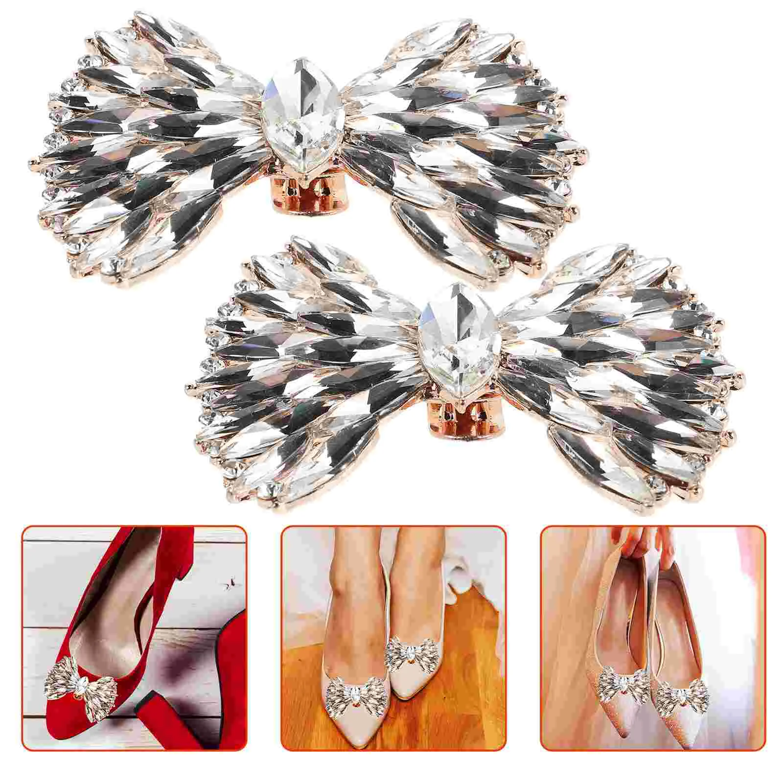 

2 Pcs Bow Shoe Buckle Accessories for Room High Heel Clips Bathroom Decorations