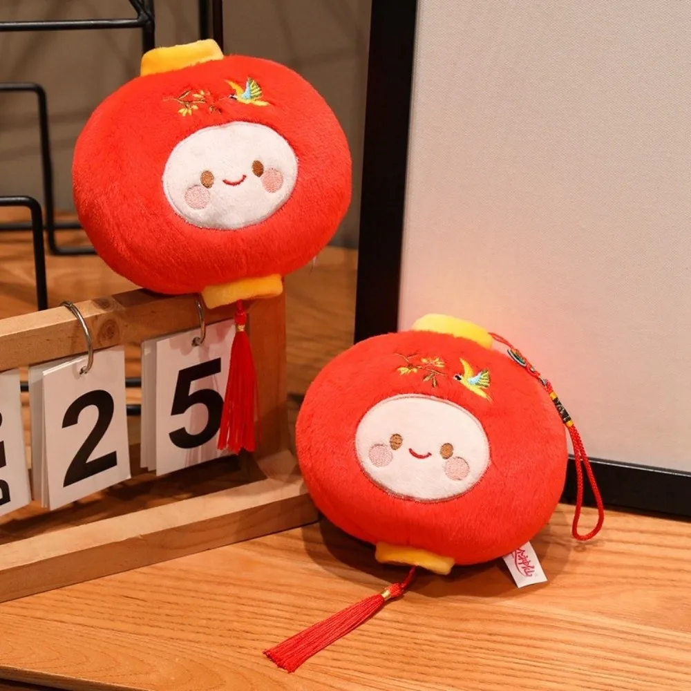 Chinese Red Lantern Doll Pendant Stuffed Plush Good Luck Spring Festival Ornament Soft Cute New Year Hanging Decor
