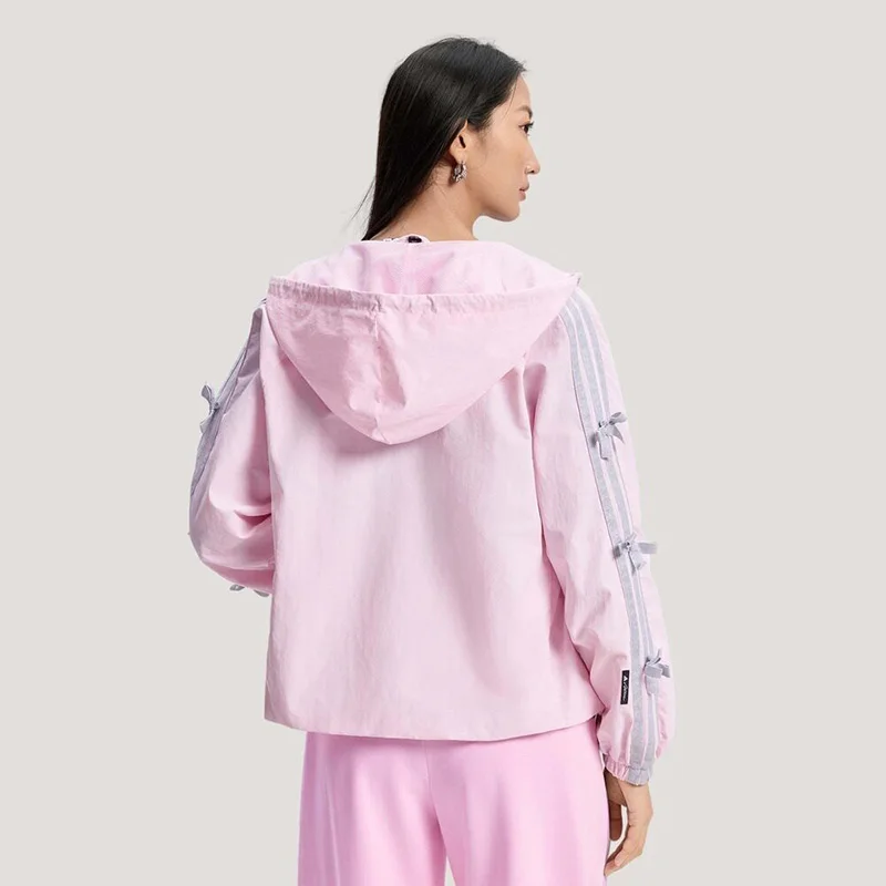 Adidas Women's Woven Hooded Jacket Mesh Lining KR7603 Comfortable Breathable Streetwear Style Outerwear for Female Athletes