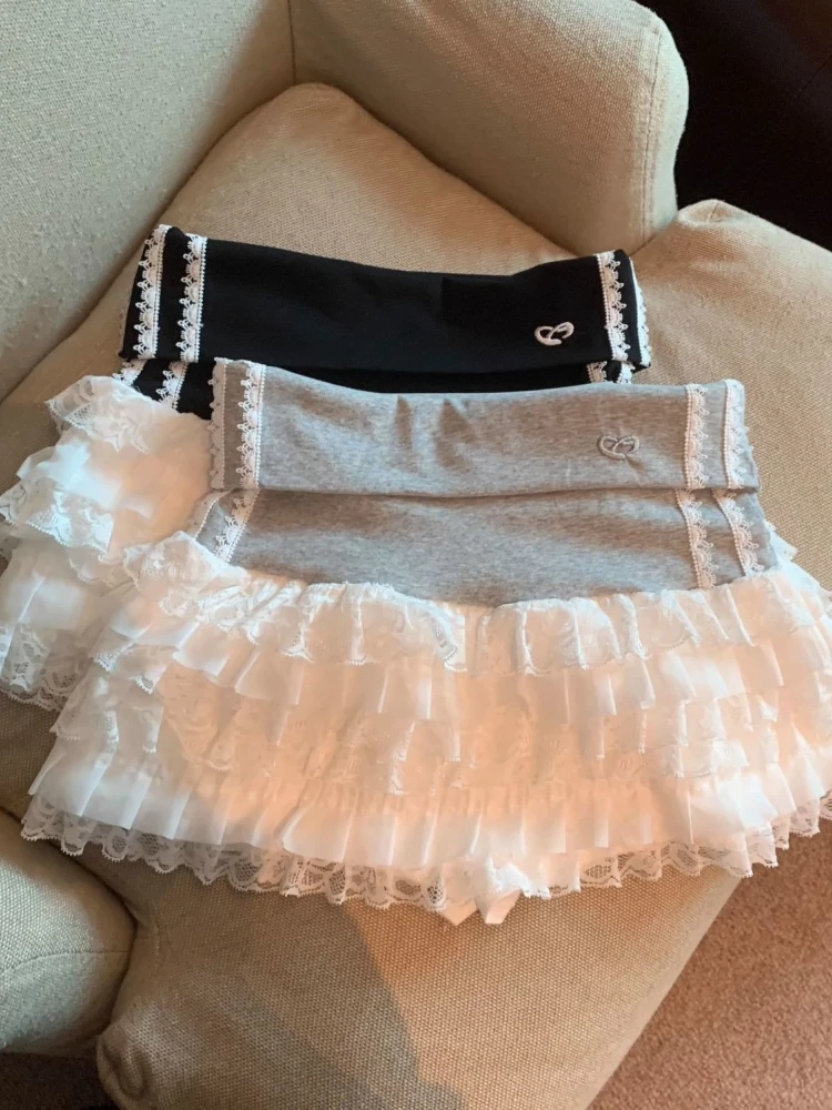 

Korean Fashion Preppy Style Sweet Slim Skirt Women New Design Lace Patchwork Kawaii Short Skirts Aesthetic Casual Y2k Clothing