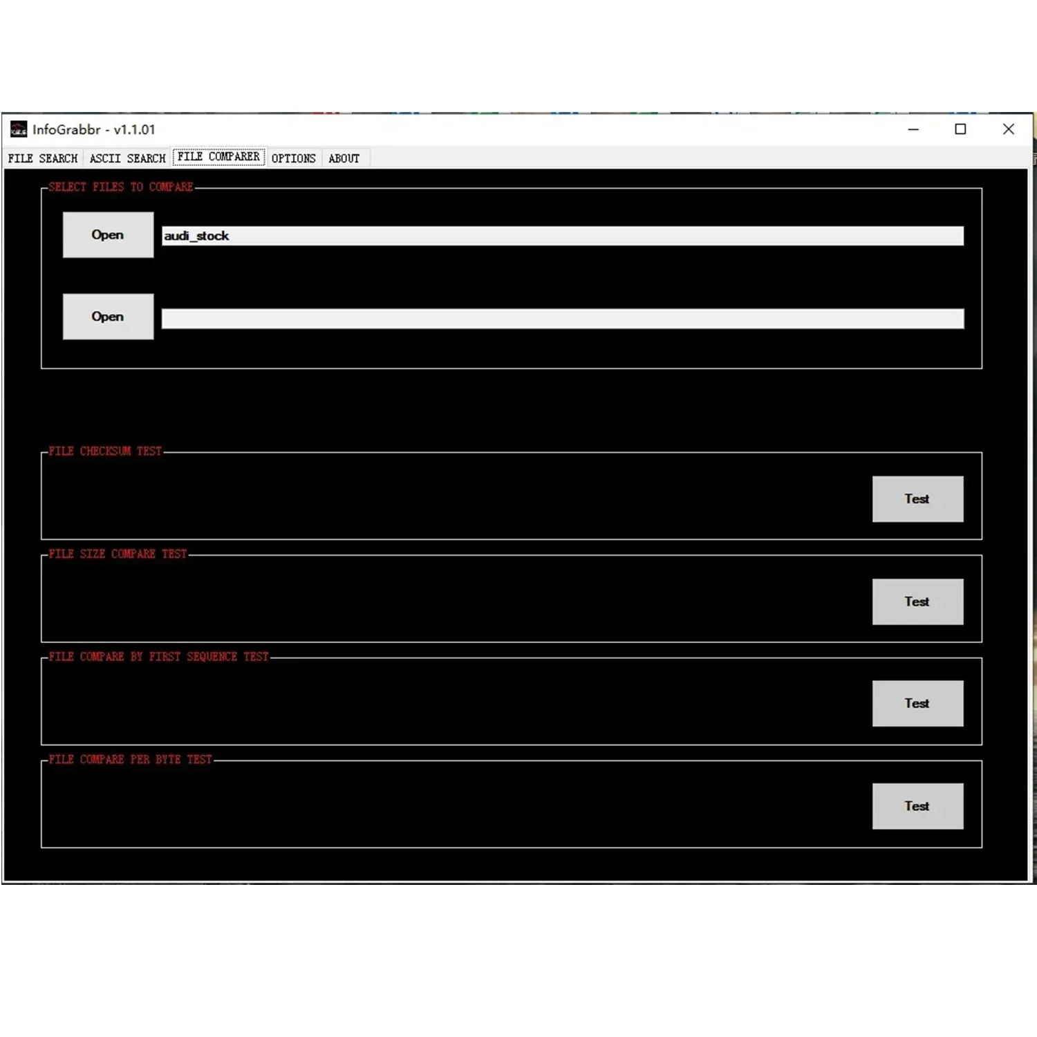 Picture 6: InfoGrabbr Information And File Testing Software For Remap Files Original/Modified File Searcher Corrupt File (Zero data) Test