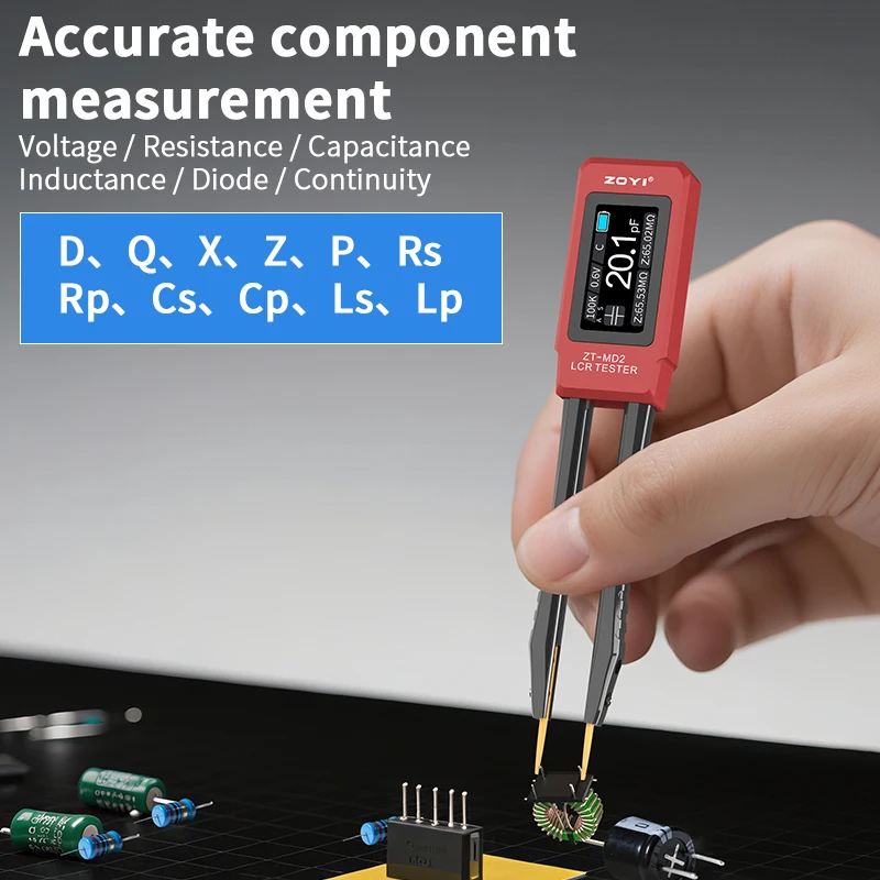 Zoyi ZT-MD2 High-Precision Handheld Tweezer Bridge Smart Auto-Identification: Voltage, Resistance, Capacitance, Inductance