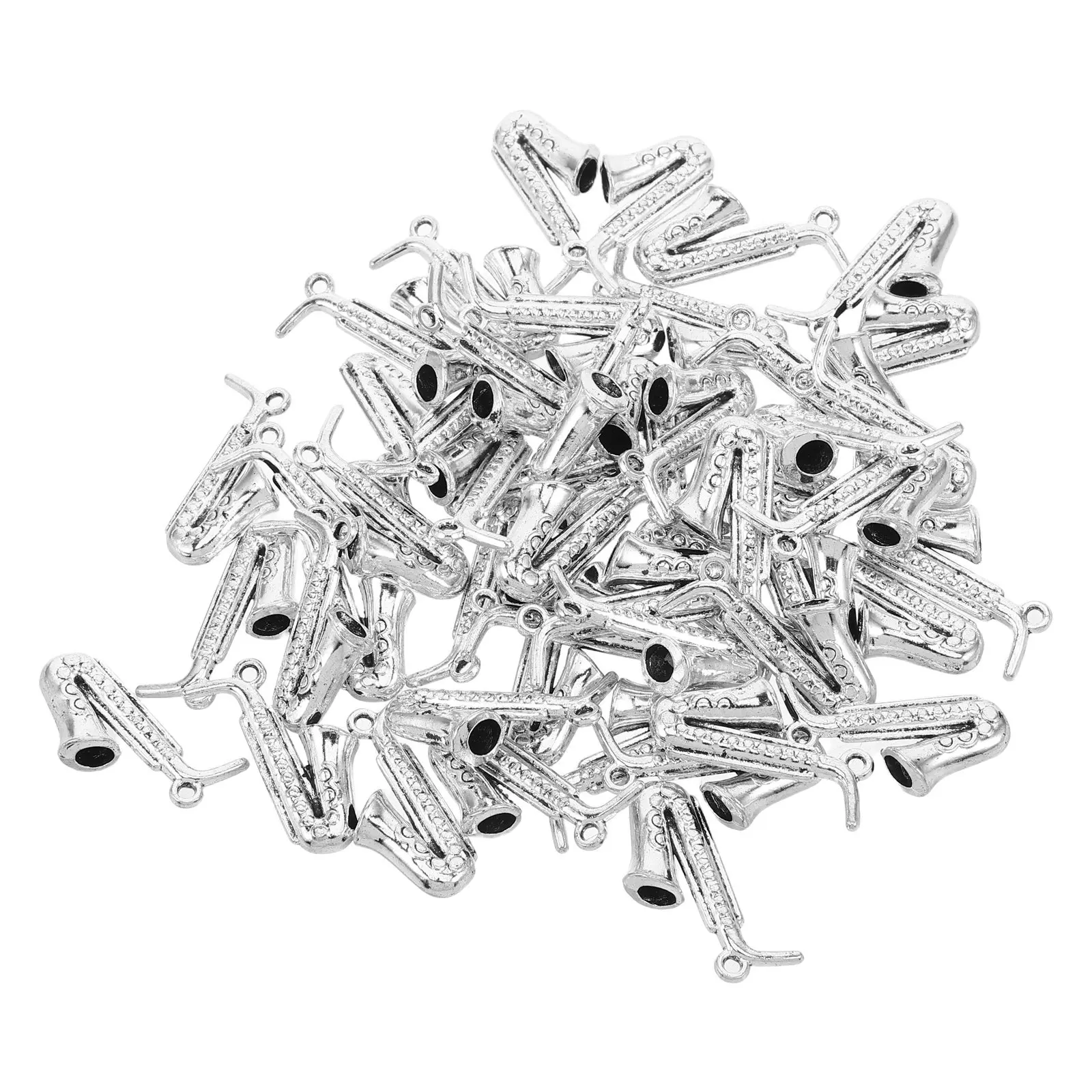 50Pcs Alloy Saxophone Jewelry Charms Mini Pendant for Music Lovers DIY Bracelet Keychain Bag Charm Musical Instrument Accessory