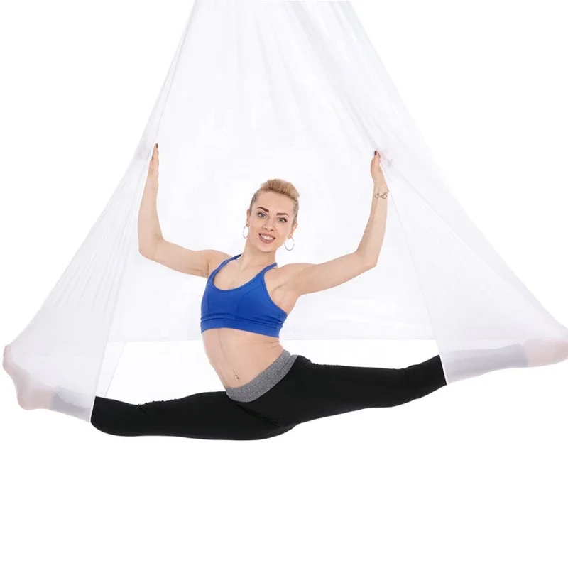 Aerial Yoga Swing Trapeze Anti Gravity Yoga Hammock Inversion Prop for Home Gym--White