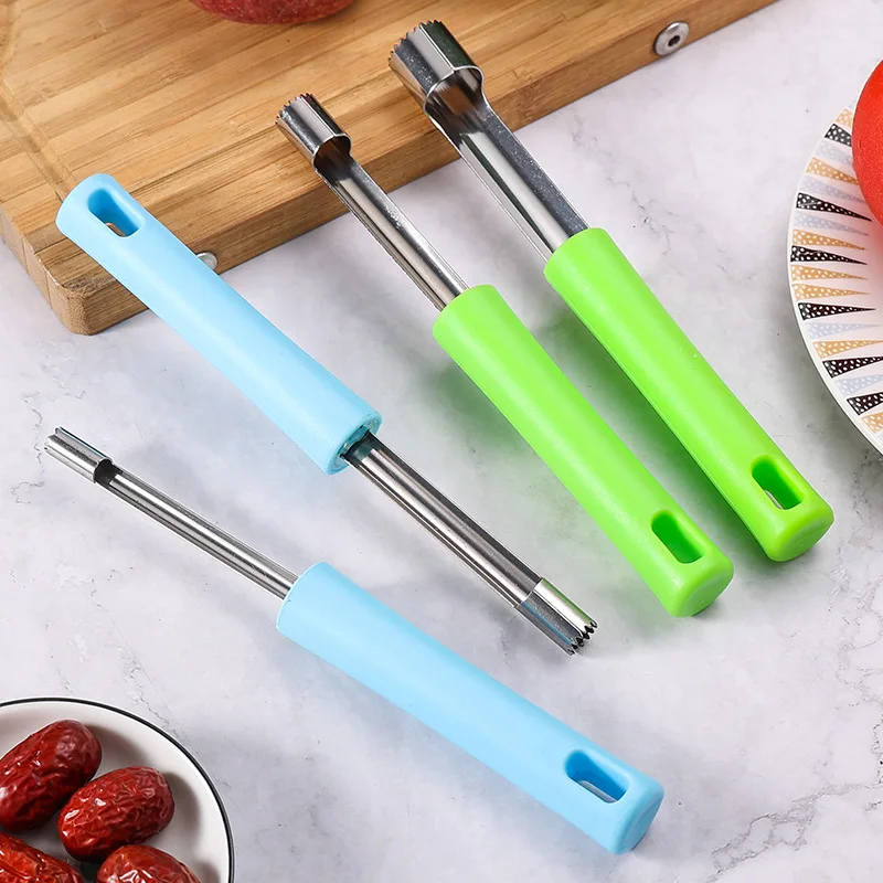 Plastic Handle Stainless Steel Fruit Pitter Kitchen Jujube Apple Seed Remover Household Fruit Core Removing Cooking Gadget