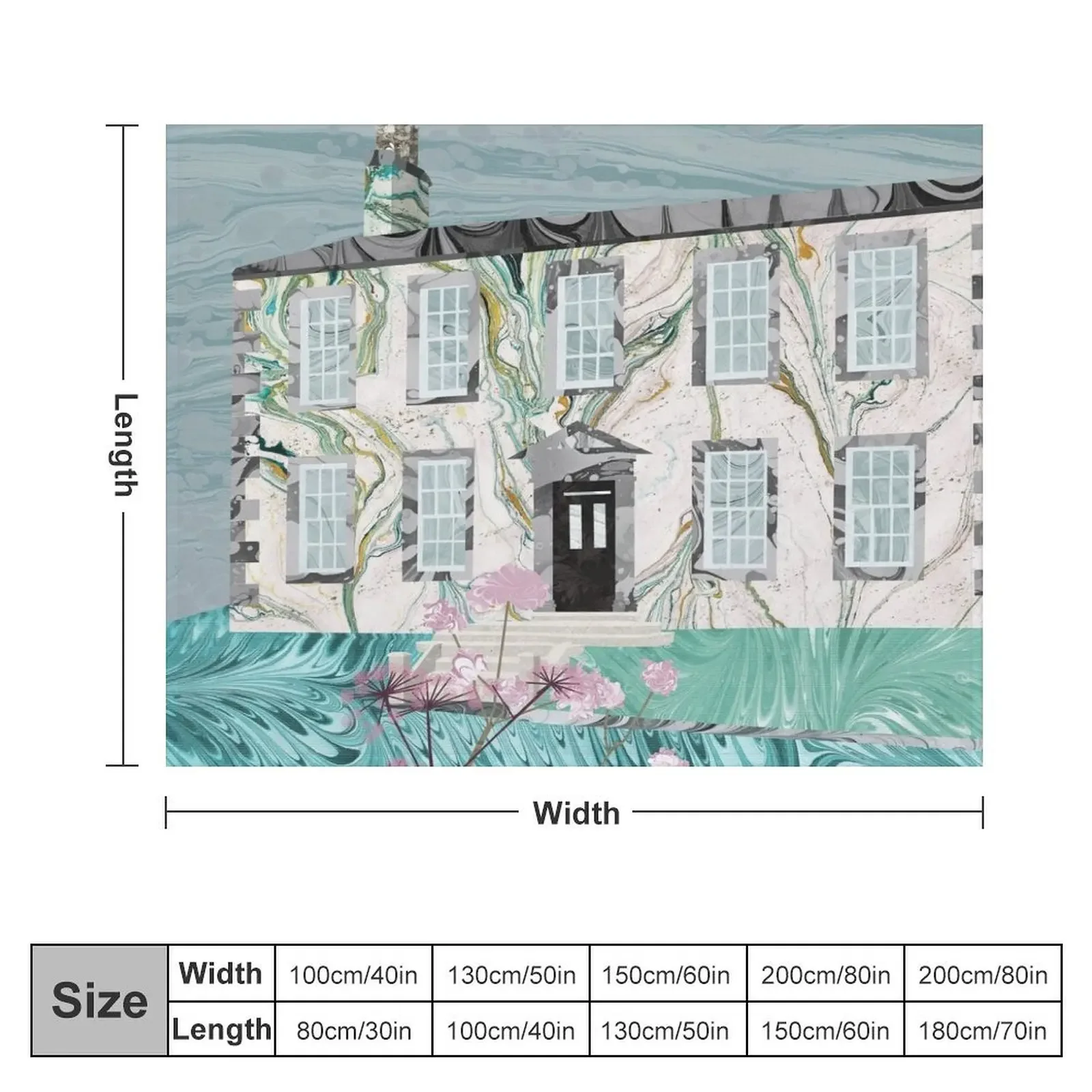 The Bronte Sisters' Parsonage,Haworth : Collage in Marbled Bookbinding Paper Throw Blanket Thin For Sofa Thin Blankets