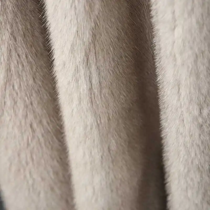 Jesienno-zimowy długi luksusowy elegancki szykowny miękki gruby ciepły brązowy włochaty sztuczny futro z norki płaszcz damski z dekoltem w serek puszysty płaszcz JJ547