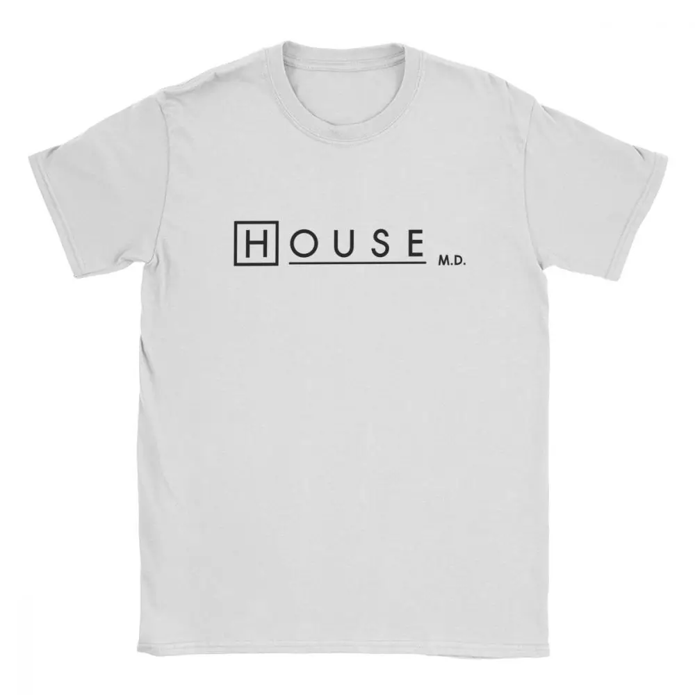 House MD  Men T Shirts for Dr House Logo White Tops  Casual T-Shirt Round Neck  Tees Funny T Shirts