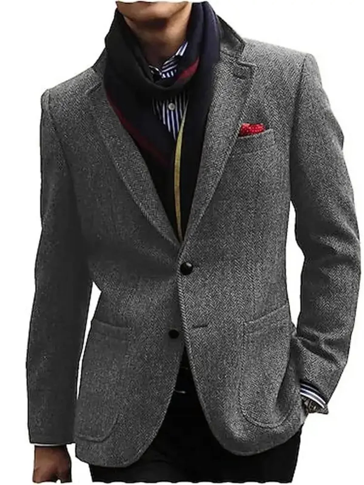 1Pieces Herringbone Single Breasted Jacket Casual Wedding Groom New Tuxedos Coat Elegant Men\'s Jackets Business Man Suits Blazer