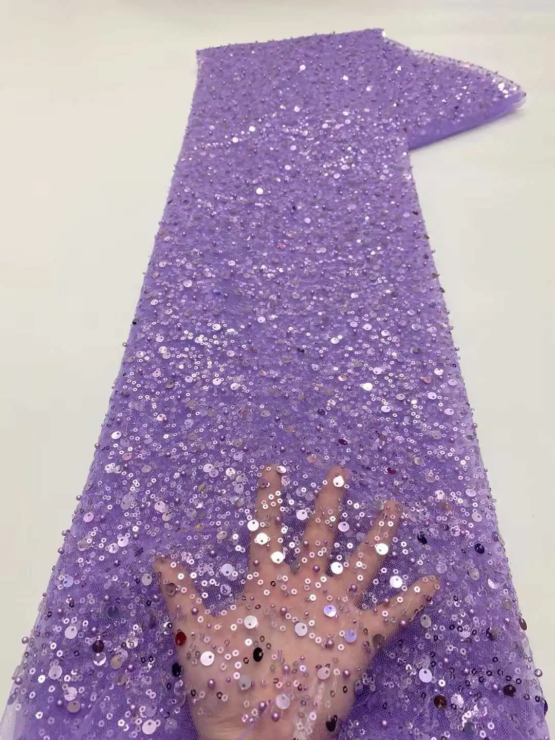 

Kalume Nigeria Tulle Lace African Lace Fabric with Beads Sequins 2025 High Quality Nigerian Mesh Net Lace Fabric for Dress