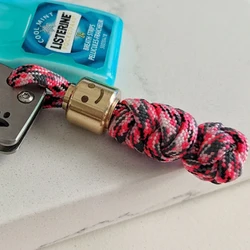 Cuentas de cuchillo de cara sonriente cilíndrica de titanio, Paracord tejido para exteriores, herramientas de bricolaje, cordón EDC, colgantes, llaveros, accesorios