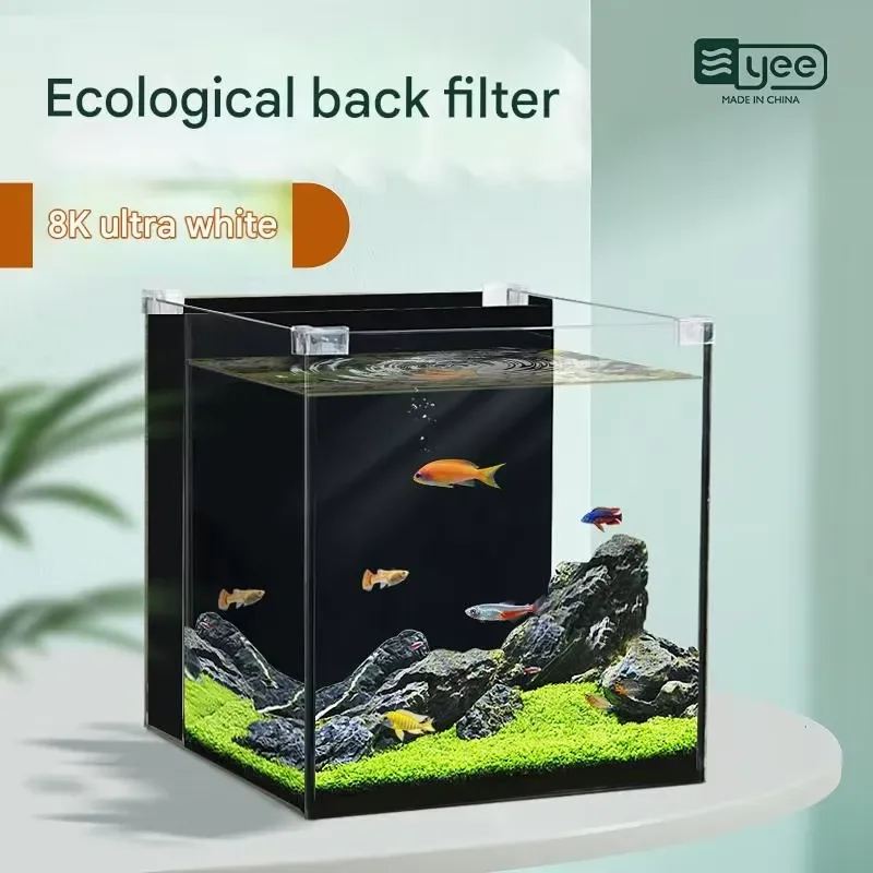 YEE Factory Wholesale Desktop Back Filter Fish Tank Small Integrated Glass Aquarium for Office Home Decoration