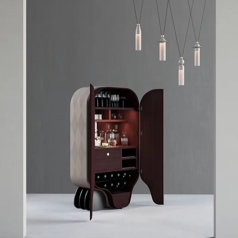 Italian Light Luxury Wine Cabinet High-end Villa Living Room Wall Household Display Cabinet Solid Wood Storage Cabinet