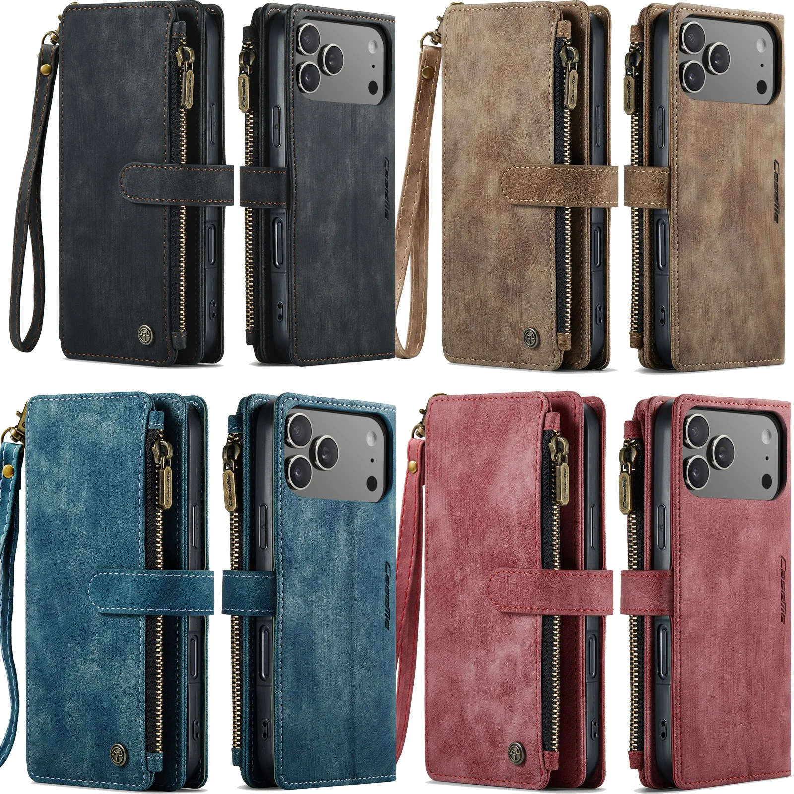 

Caseme-C30 Wallet Case For iPhone 17 16 15 14 13 11 12 Pro Max Mini 6 7 8Plus Card Holder Magnetic Clasp Leather Book Folio Case