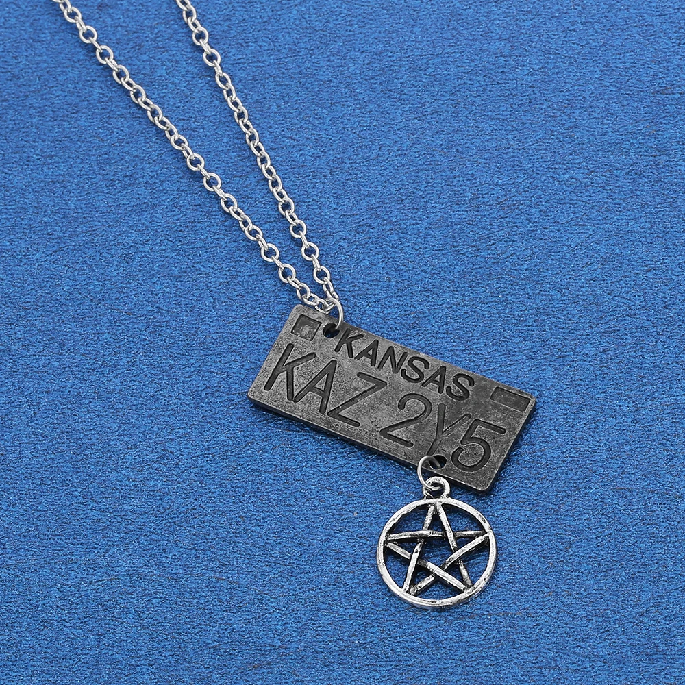 New Movie Jewelry Supernatural Dean License Plate Pendant Necklace New Fashion Vintage Necklace For Fans Souvenir Gift