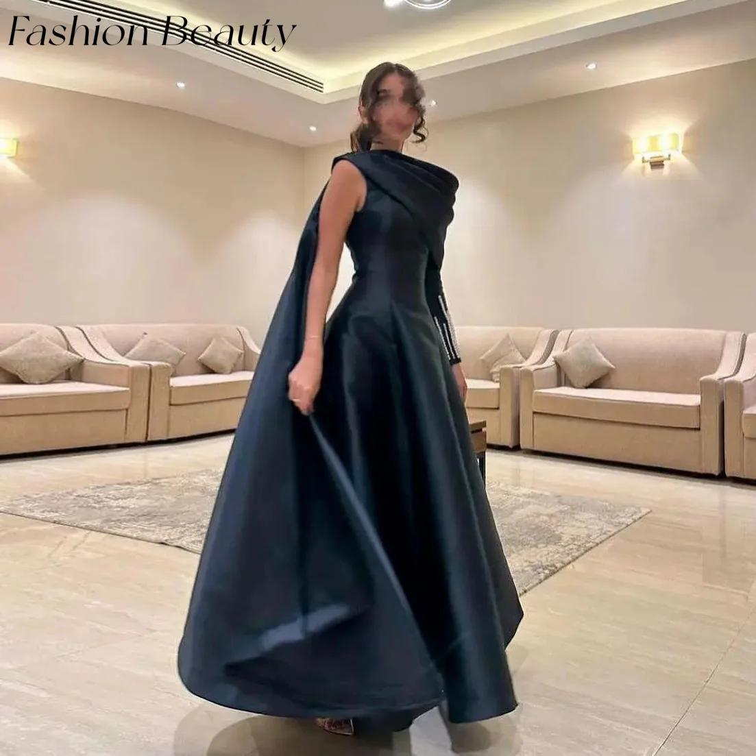 

Fashion Beauty Vintage Black Prom Dresses One Shoulder Bead Pearls A-line Formal Party Dress For Women 2024 robes de soiree