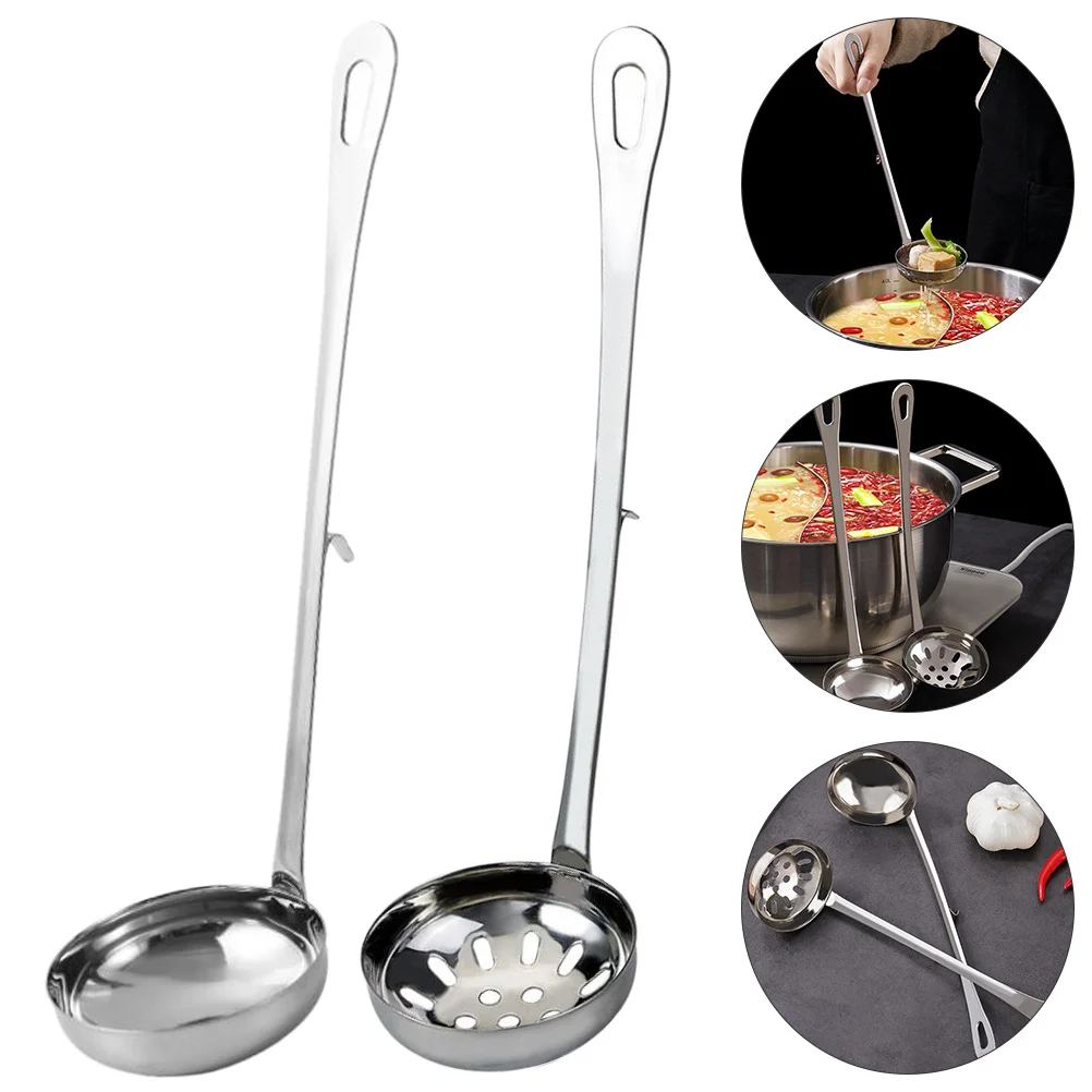 

Soup Colander with Hook Fine Hole Ladle Hot Pot Spoon Serving Stainless Steel Spoons Food Hotpot Utensil Rounded Edges