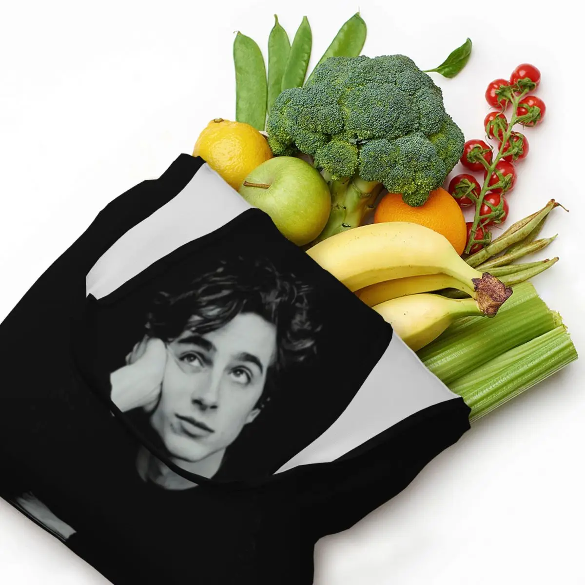 Timothee Chalamet Grocery Shopping Tote Bags Women Fashion 90s TV Actor Canvas Shoulder Shopper Bag Big Capacity Bags Handbag