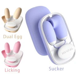 2 in 1 Clitoris Vibrators for Women With Egg Licking Nipple Sucker Massager Dildo Masturbator Orgasm Sex Toys Vagina Ball Adult