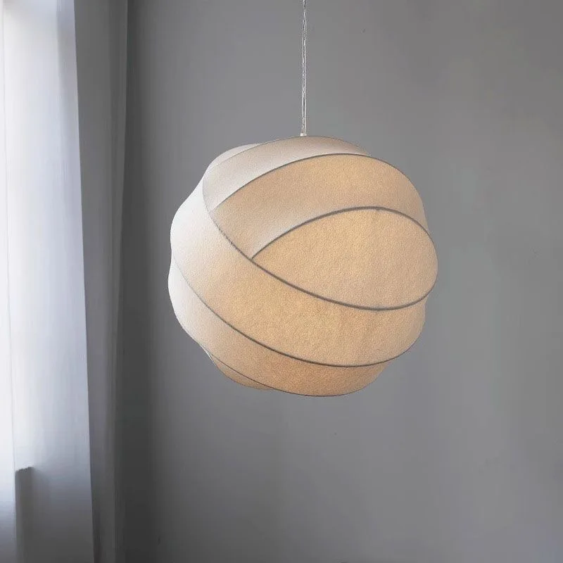 

Wabi-sabi style chandelier Nordic light luxury fairy ball silk chandelier European cream style Zen restaurant B&B round lamp