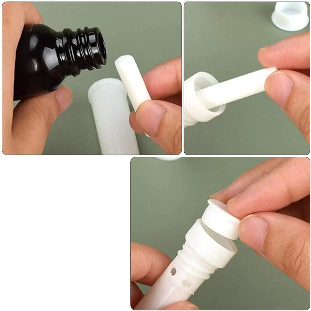 Empty White Nasal Inhaler Tubes With Cotton Wicks 10Pcs Refillable Blank Nasal Inhaler Containers For Essential Oil Aromatherapy