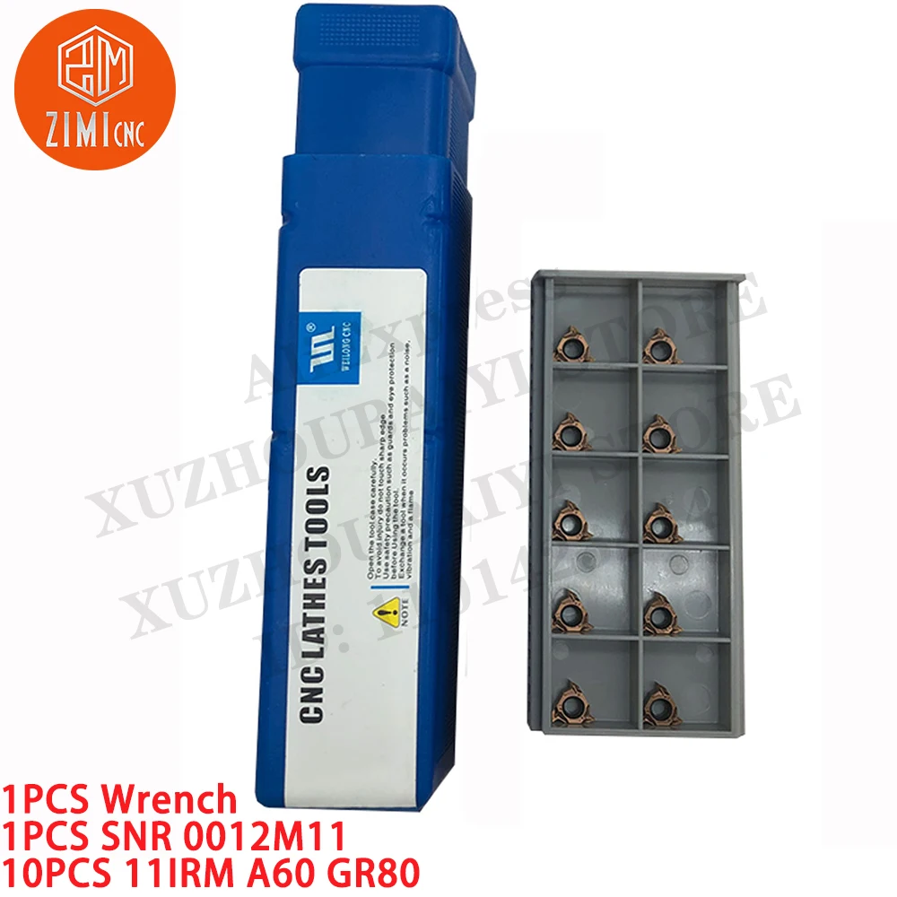 10 pcs 11irm A60 GR80 Sisipan berulir Insert karbida 1pc SNR 0012m11 Pemegang alat berulir mekanik logam Alat CNC alat pemotongan