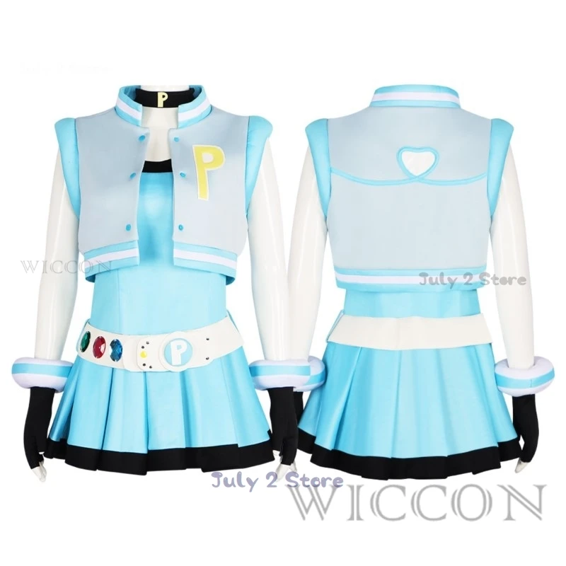 Power Cos Puff Mädchen Cosplay Kostüm Hyper Blossom Rolling Bubbles Kostüm Weste Mantel Kleid Outfit Haarband Handschuhe Gürtel