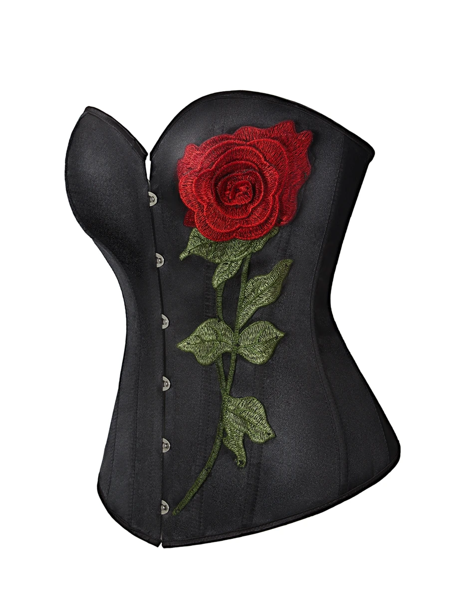 Elegante Schnürkorsetts mit Blumenstickerei. Stilvolle Bustiers mit Stäbchen für Damen. Schicke Party-Tops für den Ausgehen