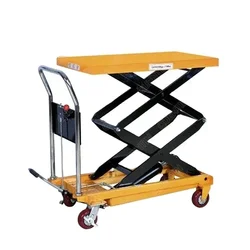 Hydraulic Low Profile Electric Lift Table Cart High-duty Steel Structure with Solid Rubber Wheel