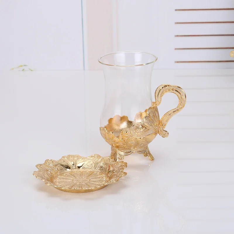 Glass coffee cup and saucer set afternoon tea cup kitchenware glass water cup home living room decoration free coffee spoon